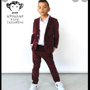 Appaman burgundy velvet suit size 14